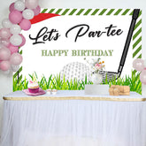 Lofaris Lets Party Golf Grassland Stripe Birthday Backdrop